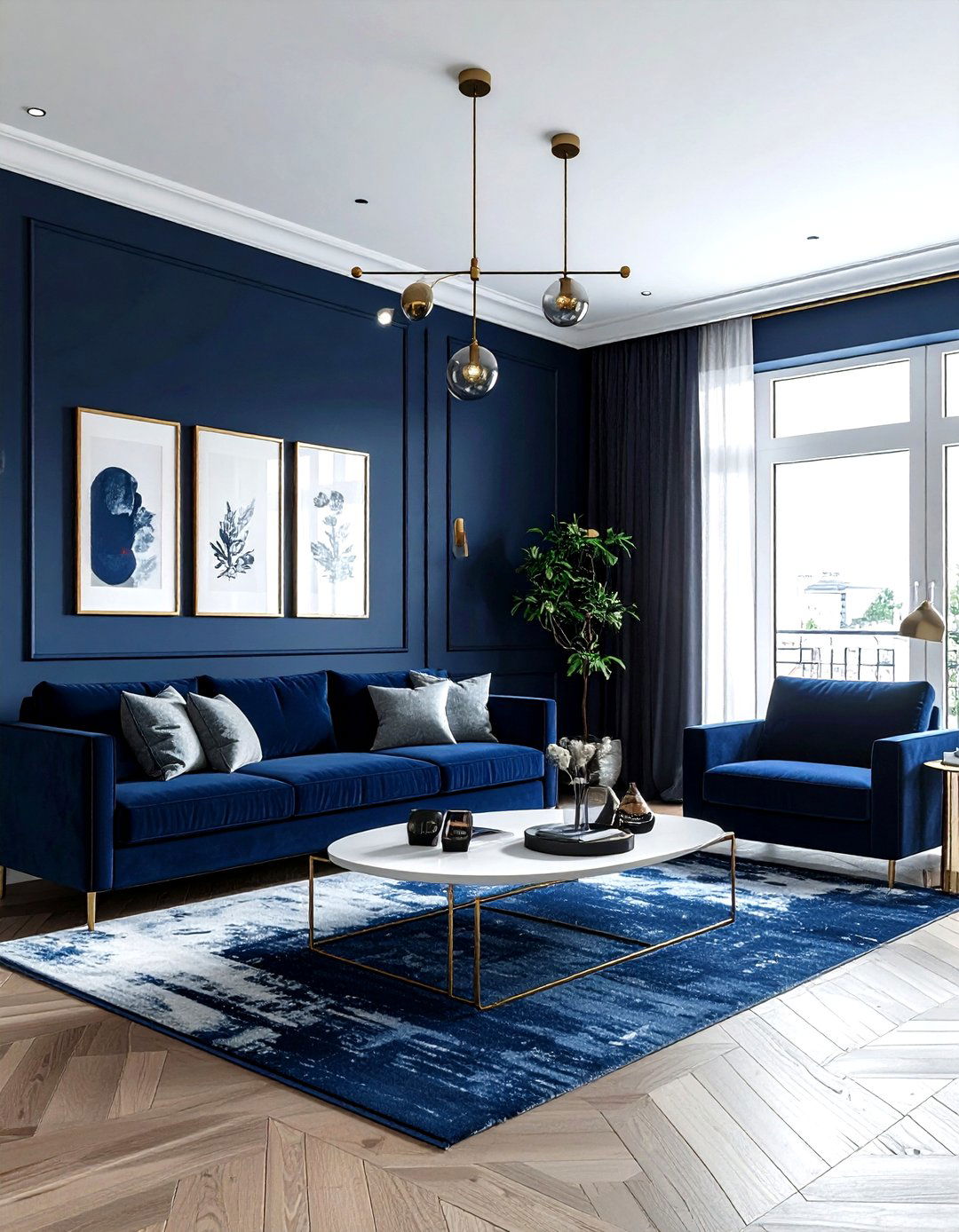Dark Blue Living Room - 30 living room blue walls