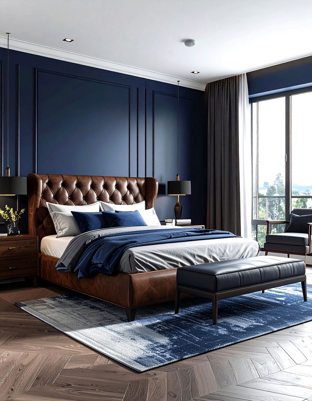 Dark Blue Masculine Bedroom - 30 minimalist blue bedroom ideas