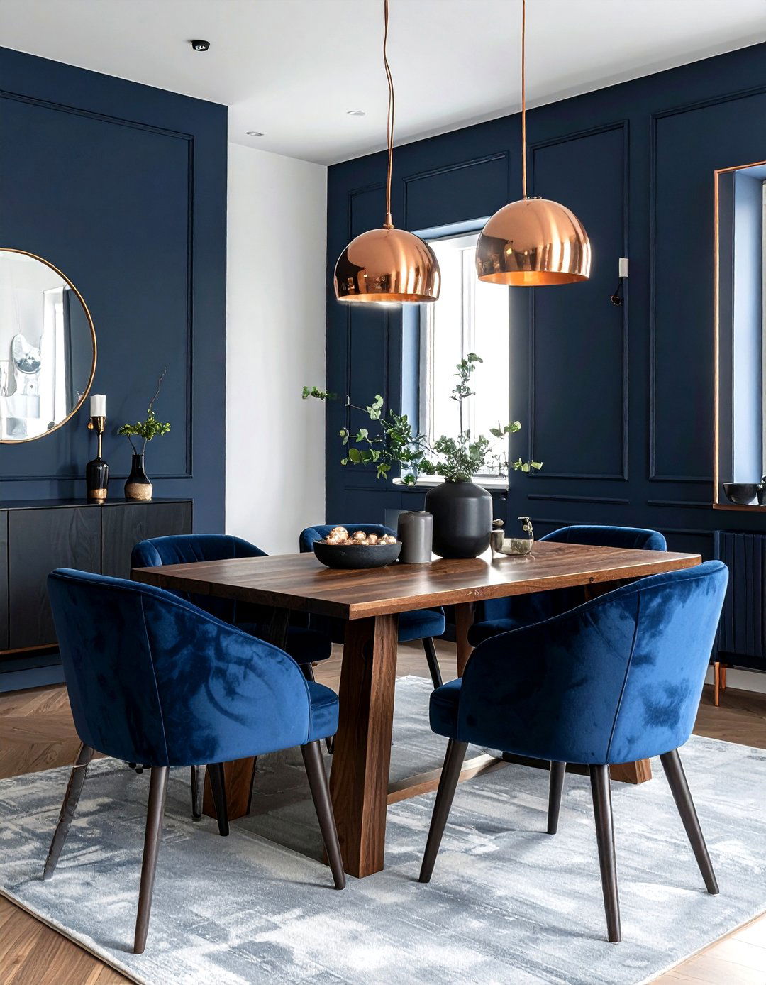 Dark Blue Moody Dining Room - 30 blue dining room design ideas