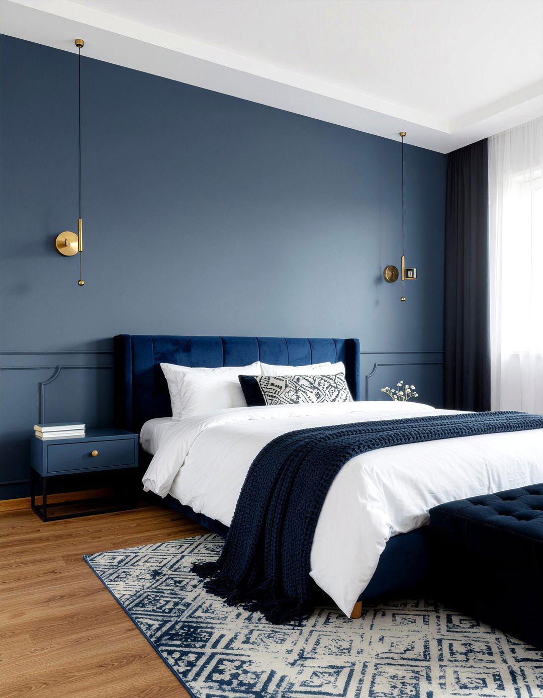 Dark Blue Wainscoting - 30 bedroom paneling ideas