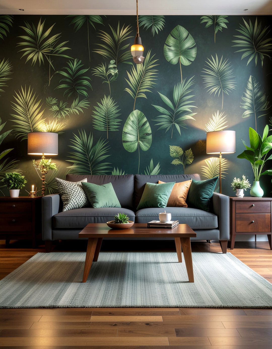 Dark Botanical Wallpaper - 30 living room accent wall wallpapers
