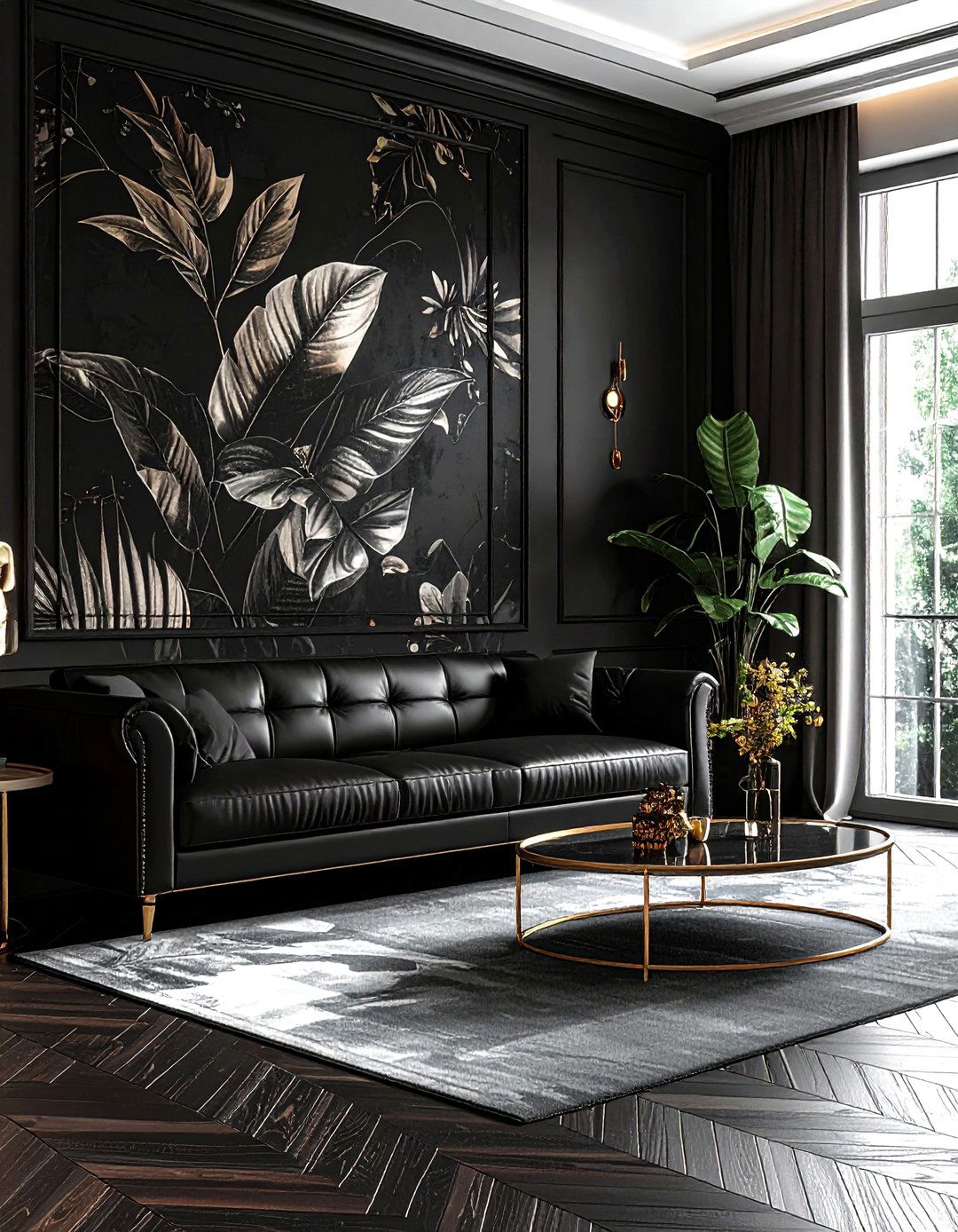 Dark Botanical Wallpaper - 30 living room botanical wallpapers