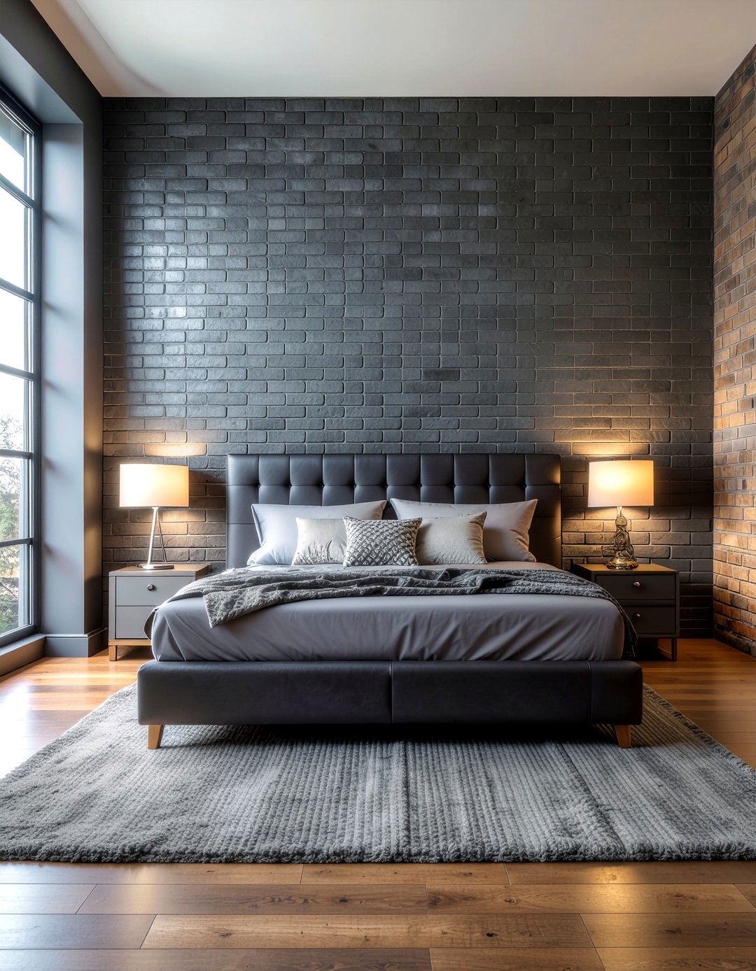 Dark Brick Wall - 30 dark bedroom ideas