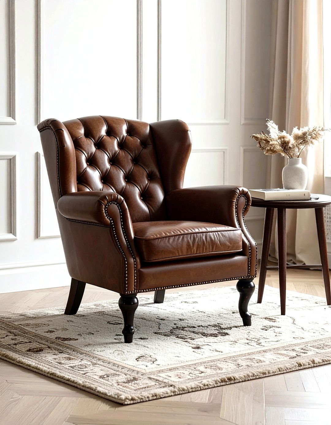 Dark Brown Leather Chair - 30 dark decor ideas