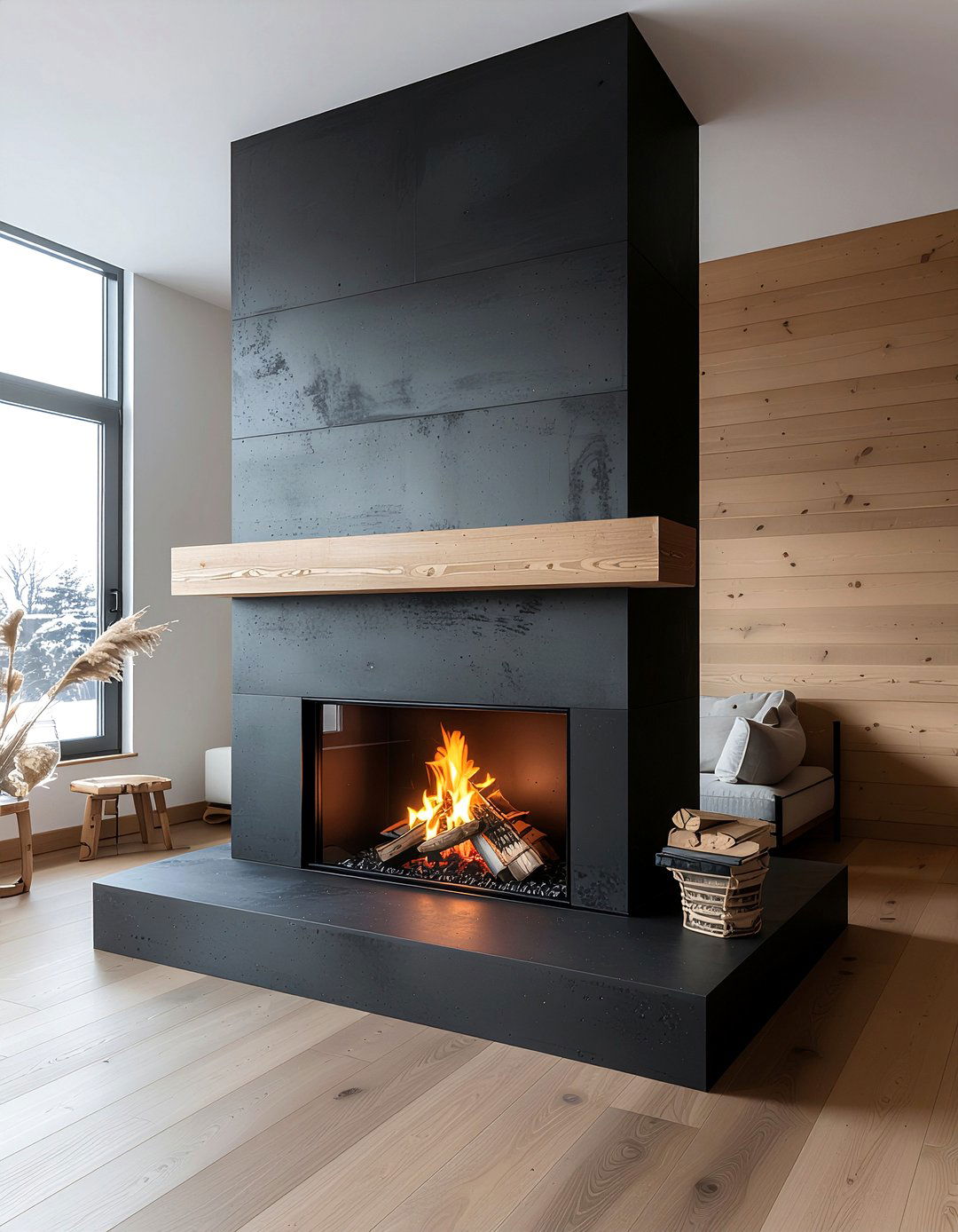 Dark Charcoal Fireplace - 30 fireplace surround ideas