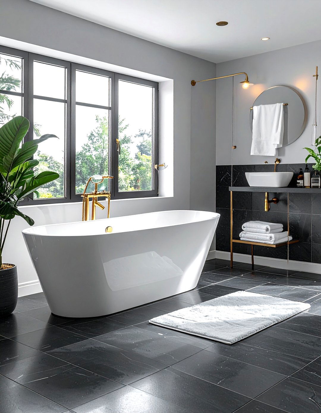 Dark Charcoal Floor Tile - 30 bathroom floor design ideas