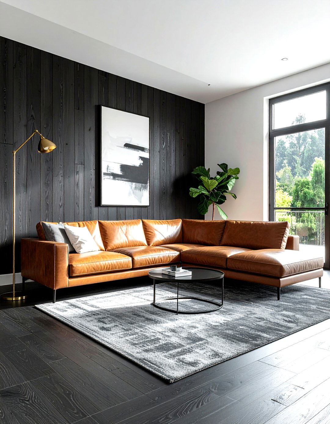 Dark Charcoal Plank Wall - 30 living room plank wall ideas