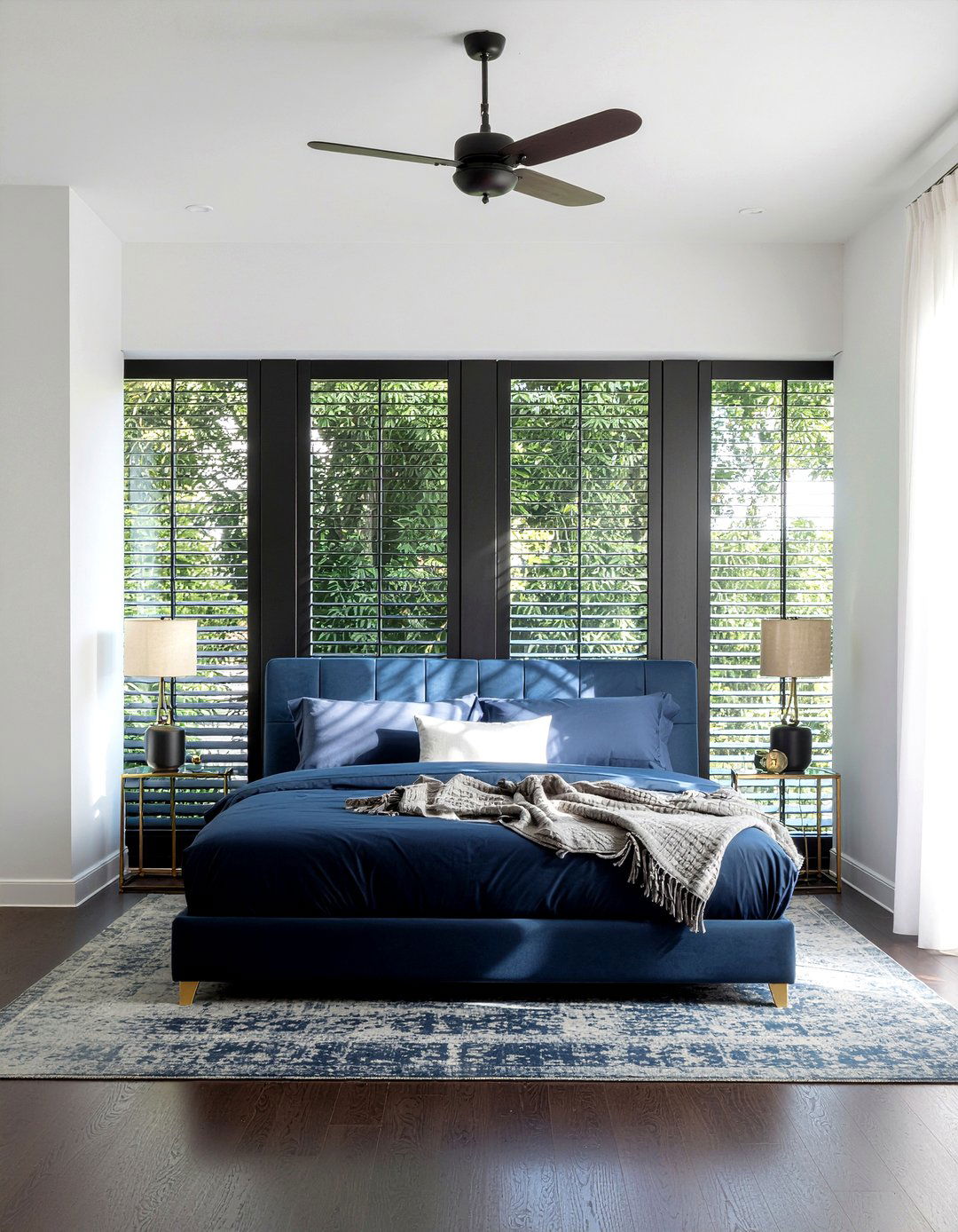 Dark Charcoal Wood Slat - 30 bedroom wood wall ideas