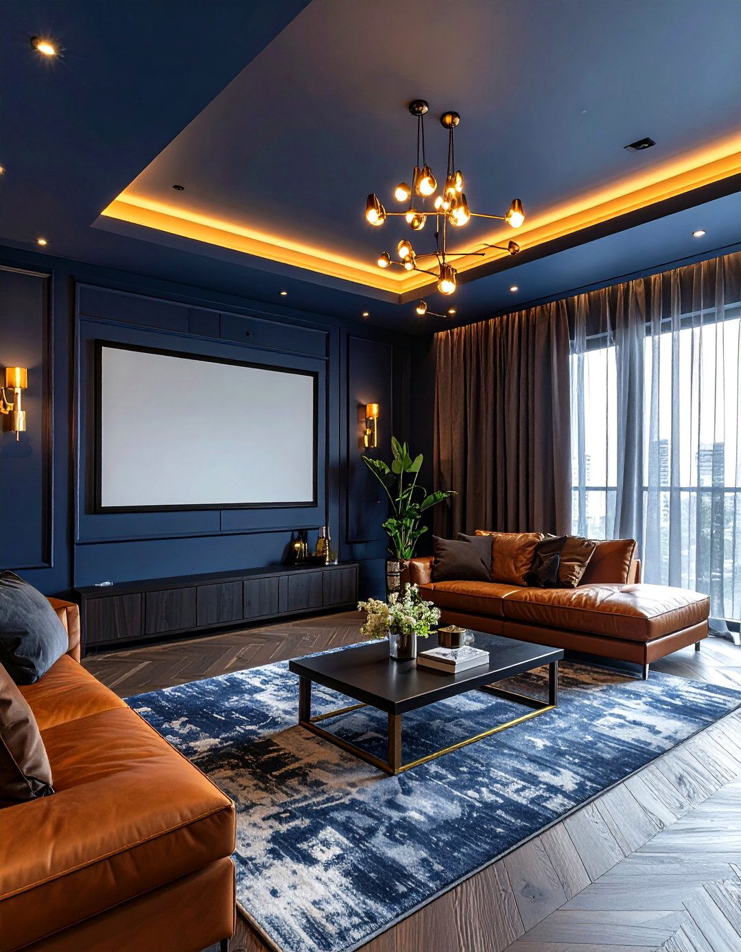 Dark Cinema Paint Color - 30 living room home theater ideas