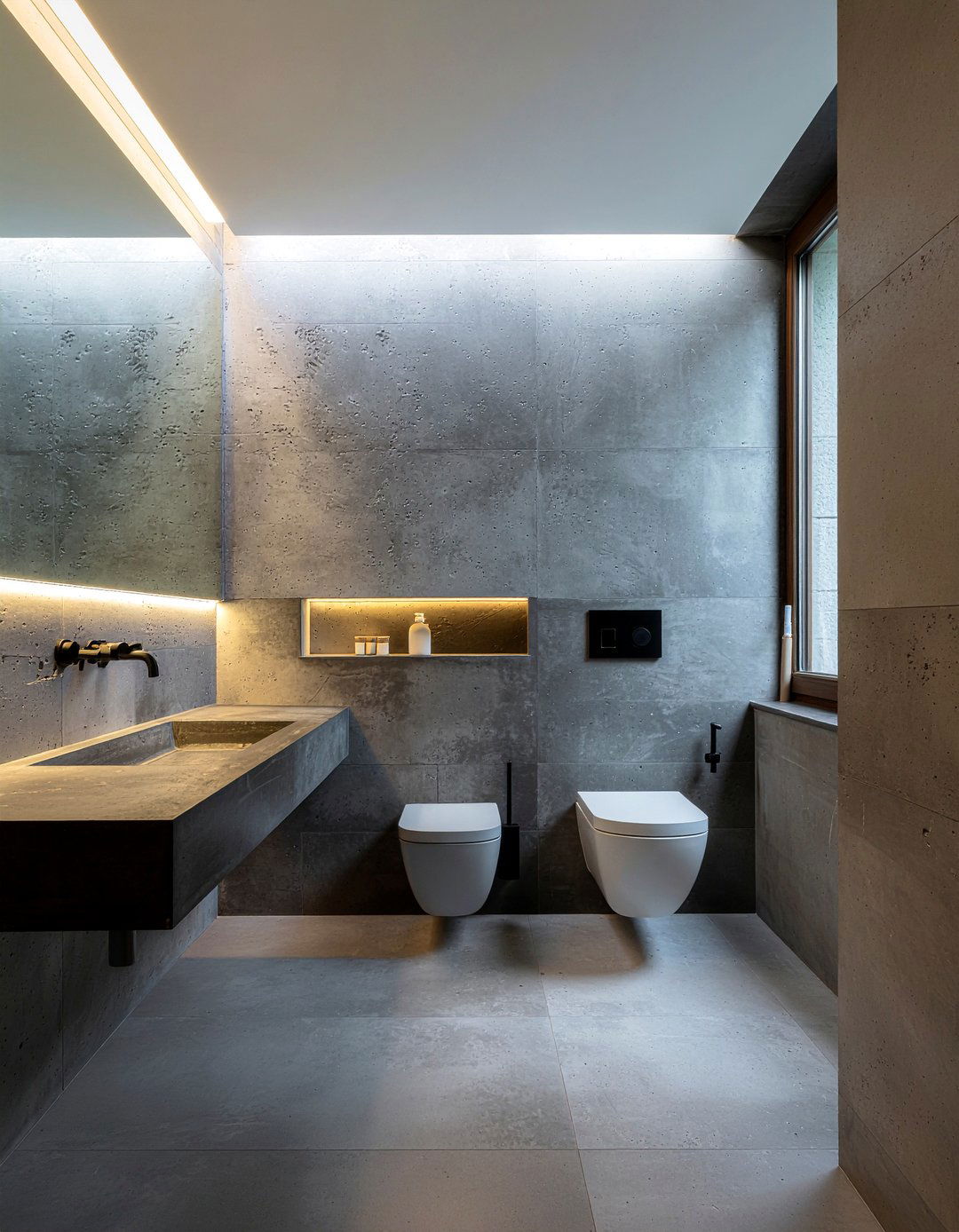 Dark Concrete Bathroom - 30 moody bathroom ideas
