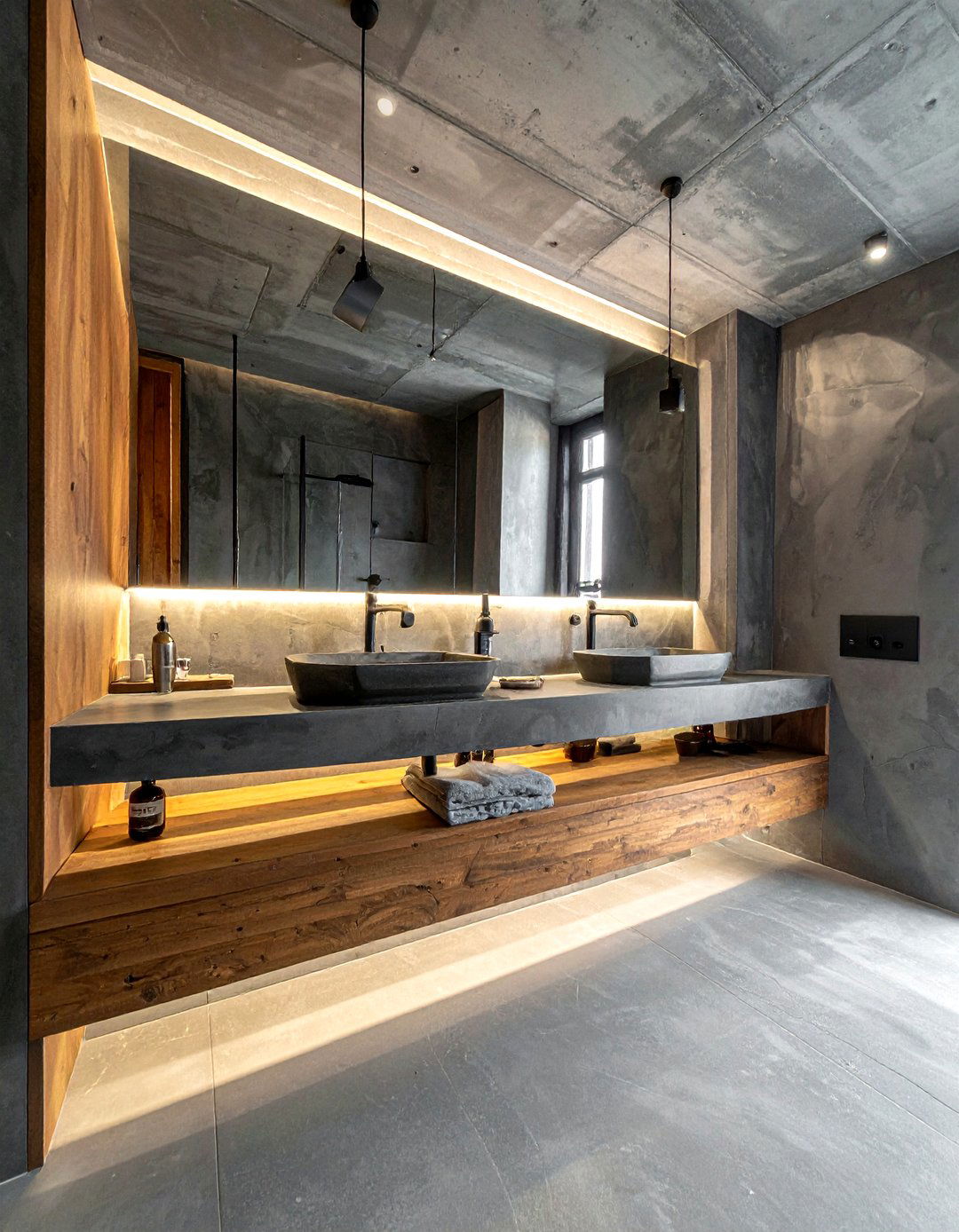 Dark Concrete Bathroom - 30 dark bathroom ideas