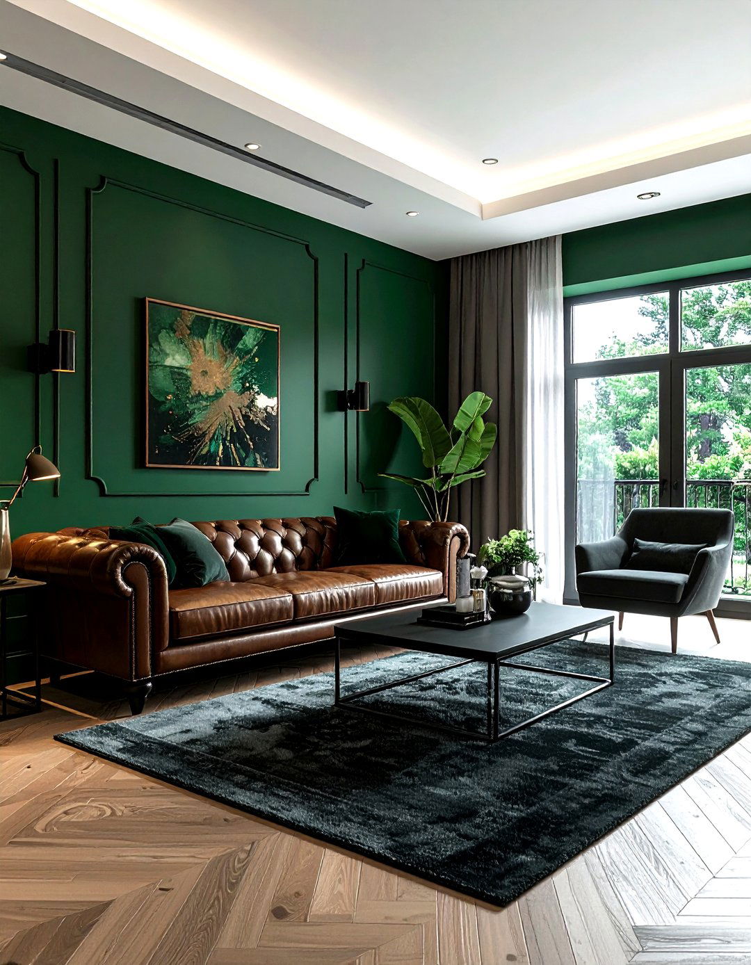 Dark Emerald Living Room - 30 emerald living room decor ideas