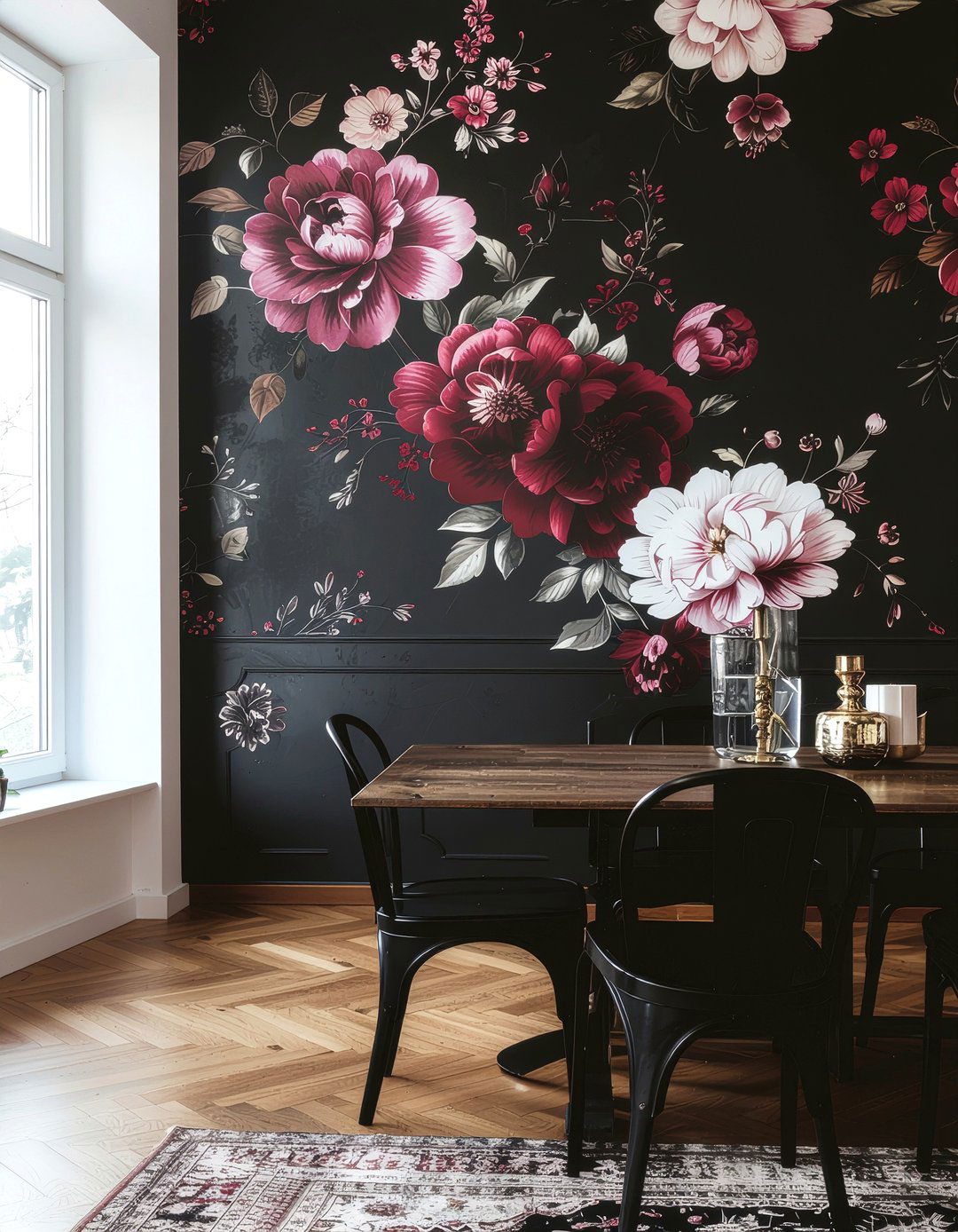 Dark Floral Ceiling Wallpaper Dining Room - 30 dining room wallpapered ceiling ideas