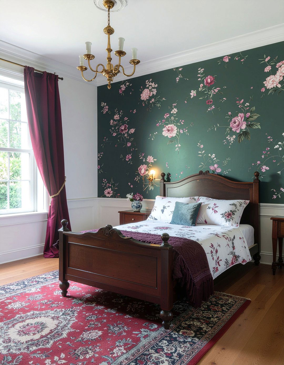 Dark Floral Wallpaper - 30 Victorian bedroom ideas