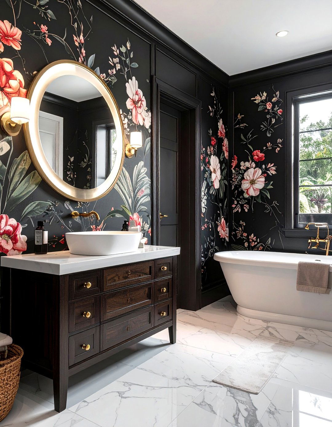 Dark Floral Wallpaper Bathroom - 30 dark bathroom ideas