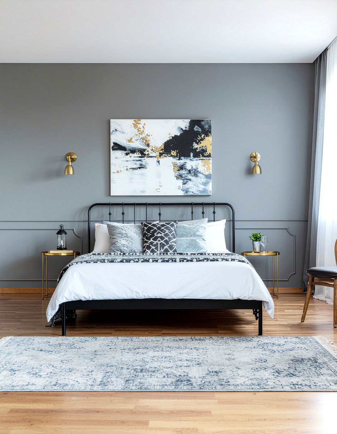 Dark Gray Accent Wall - 30 cool gray bedroom ideas