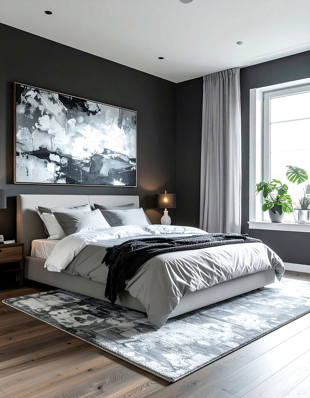Dark Gray Accent Wall Bedroom - 30 gray bedroom accessories ideas