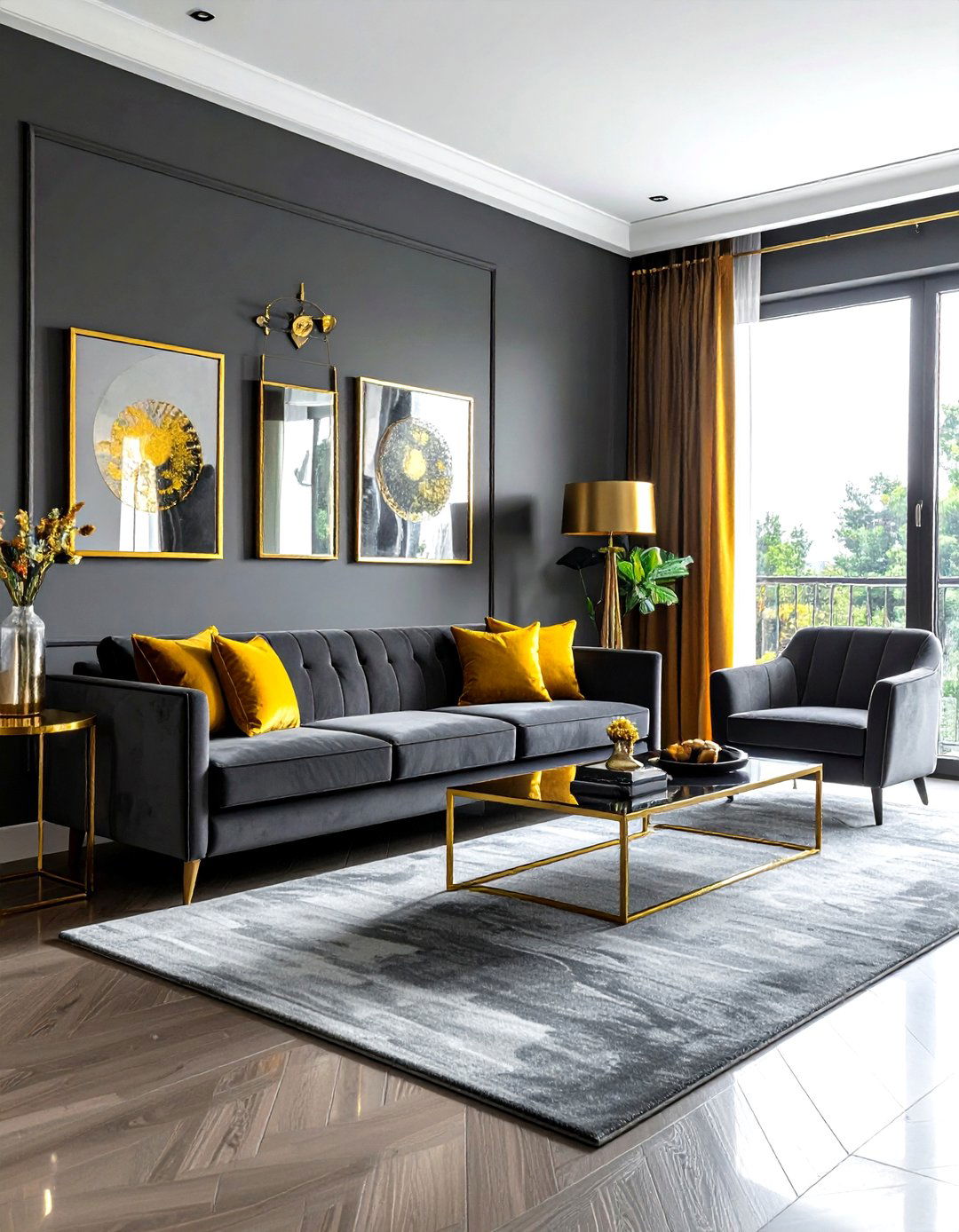 Dark Gray And Gold Living Room - 30 gray yellow living room ideas
