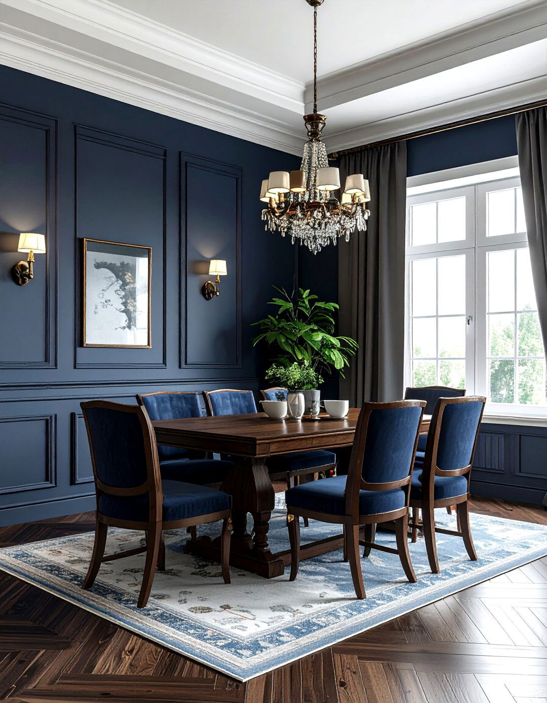 Dark Gray And Navy Dining Room - 30 blue and gray dining room ideas