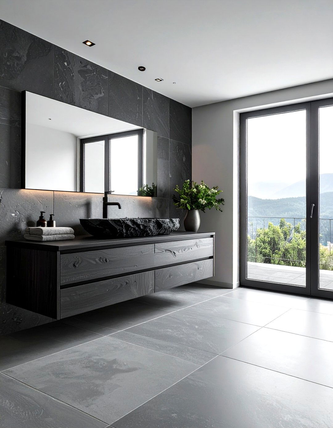 Dark Gray Bathroom Stone Sink - 30 dark charcoal bathroom ideas