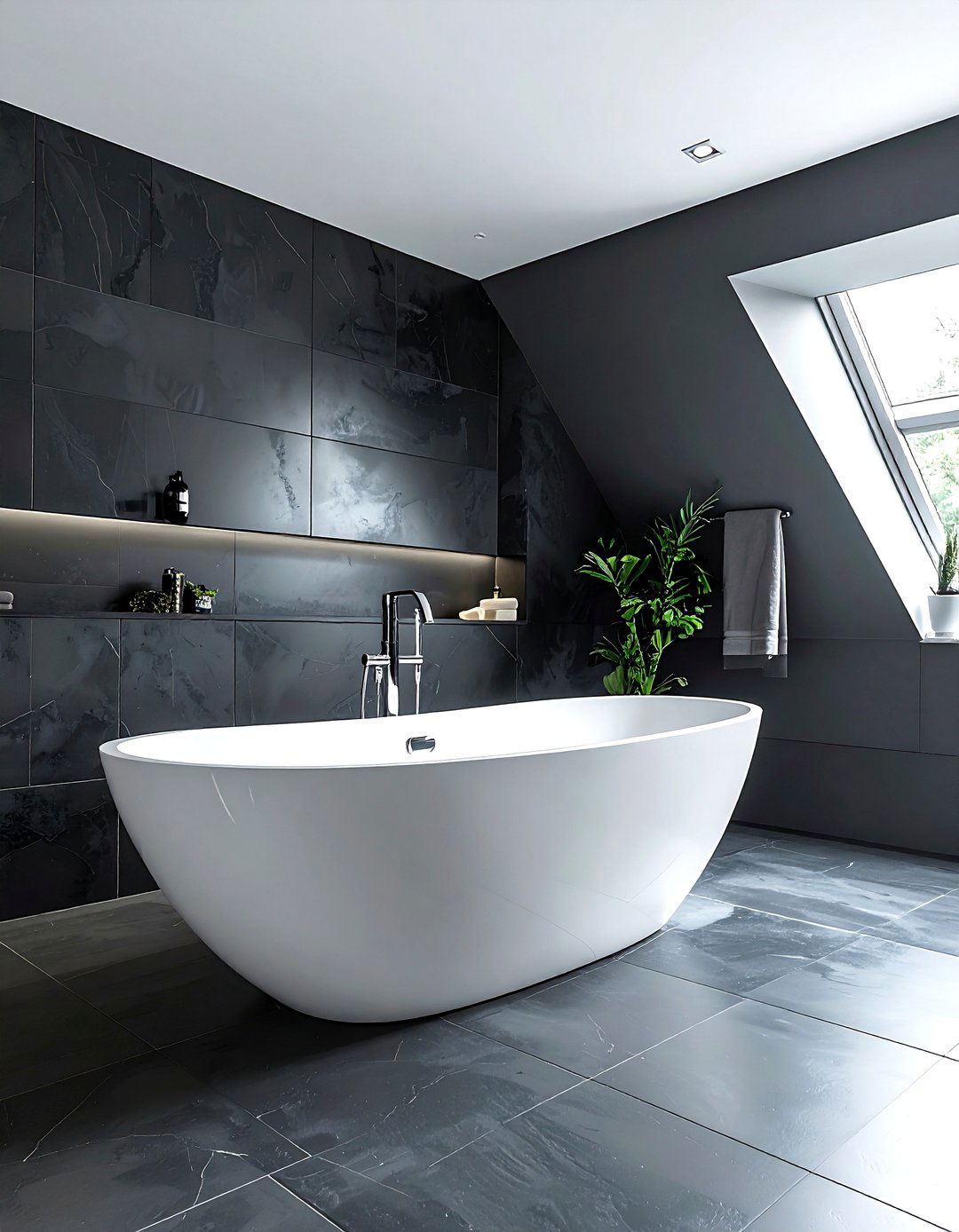 Dark Gray Bathroom White Tub - 30 dark charcoal bathroom ideas