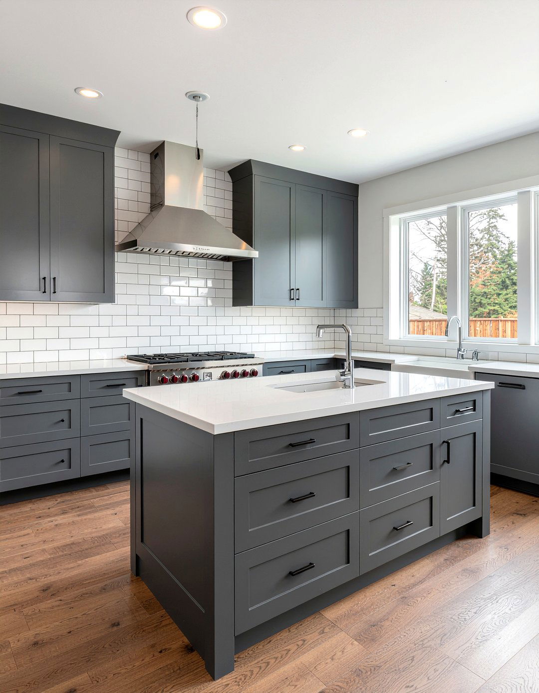 Dark Gray Cabinets Subway Tile - 30 gray kitchen cabinet ideas