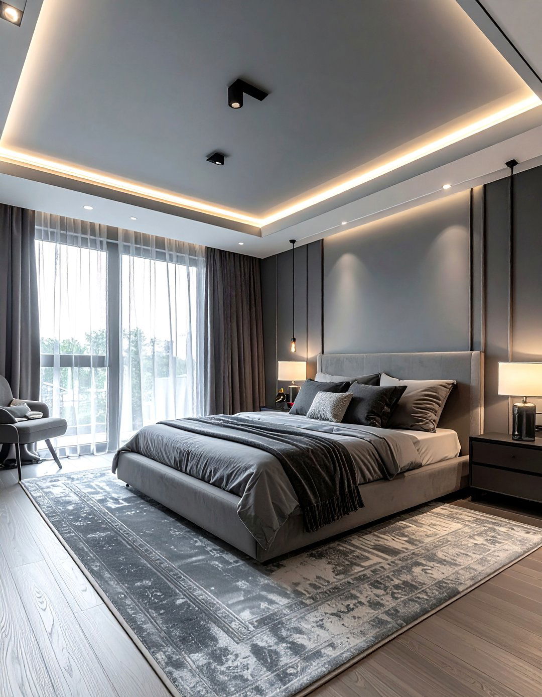 Dark Gray Ceiling - 30 contemporary gray bedroom ideas