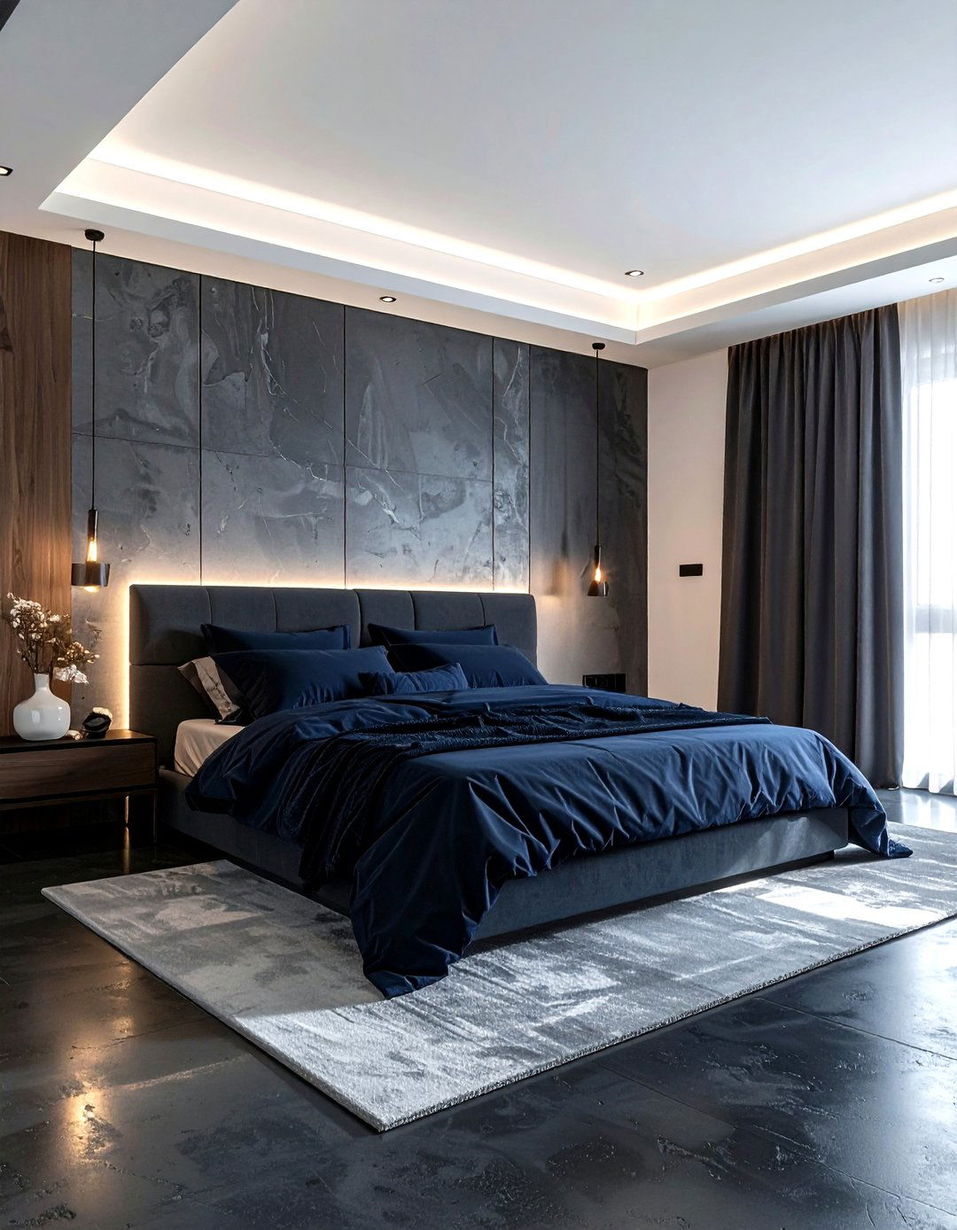 Dark Gray Concrete Floor - 30 polished concrete bedroom ideas