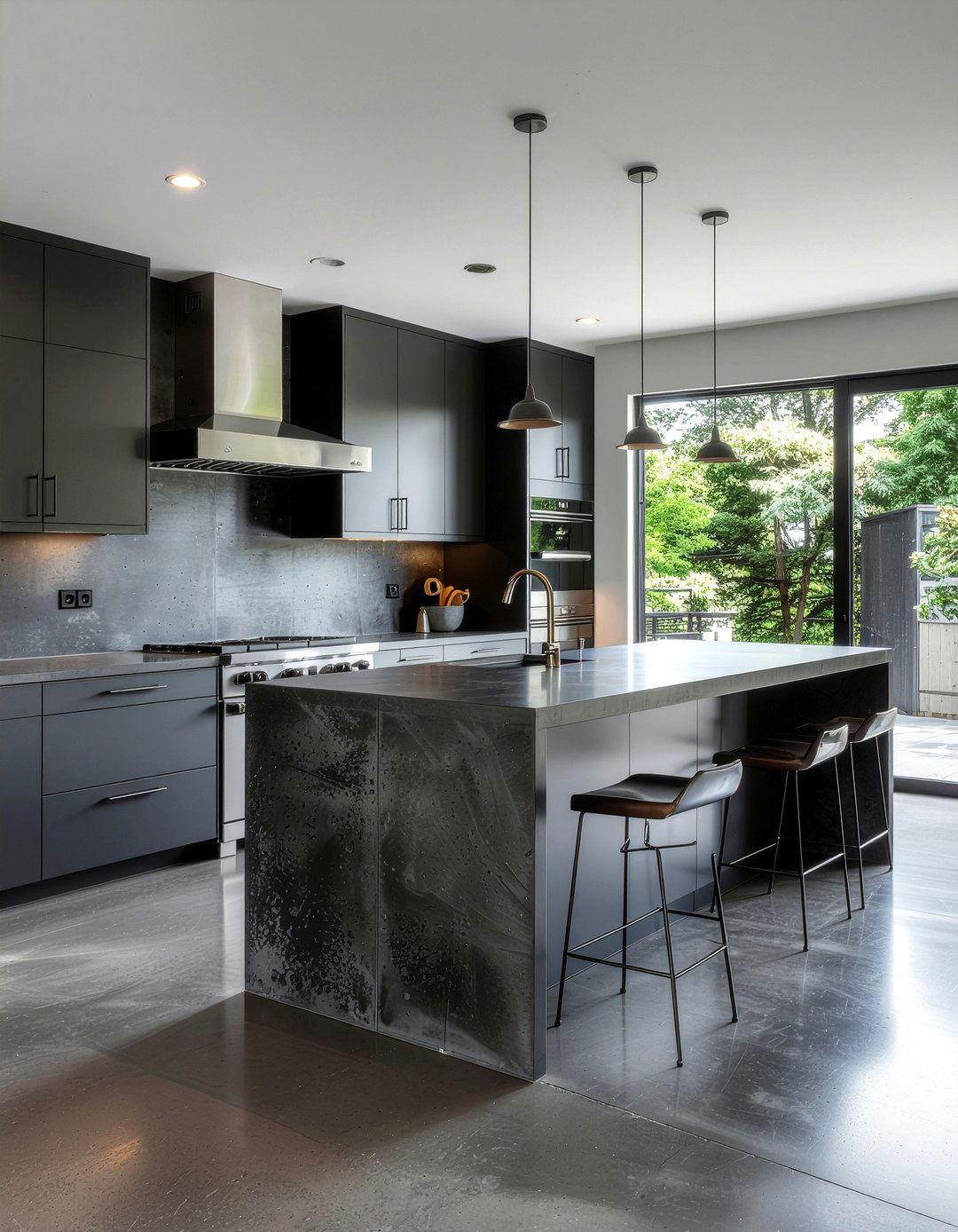Dark Gray Kitchen With Concrete Floors - 30 dark gray kitchen ideas
