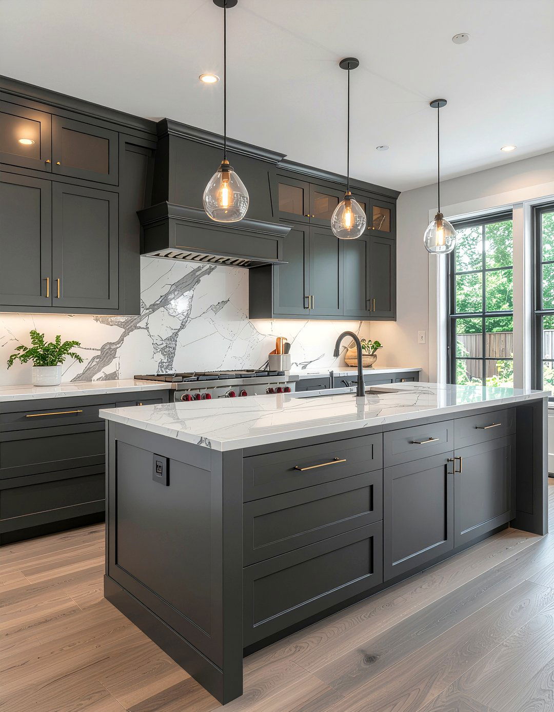 Dark Gray Kitchen With Marble Backsplash - 30 dark gray kitchen ideas