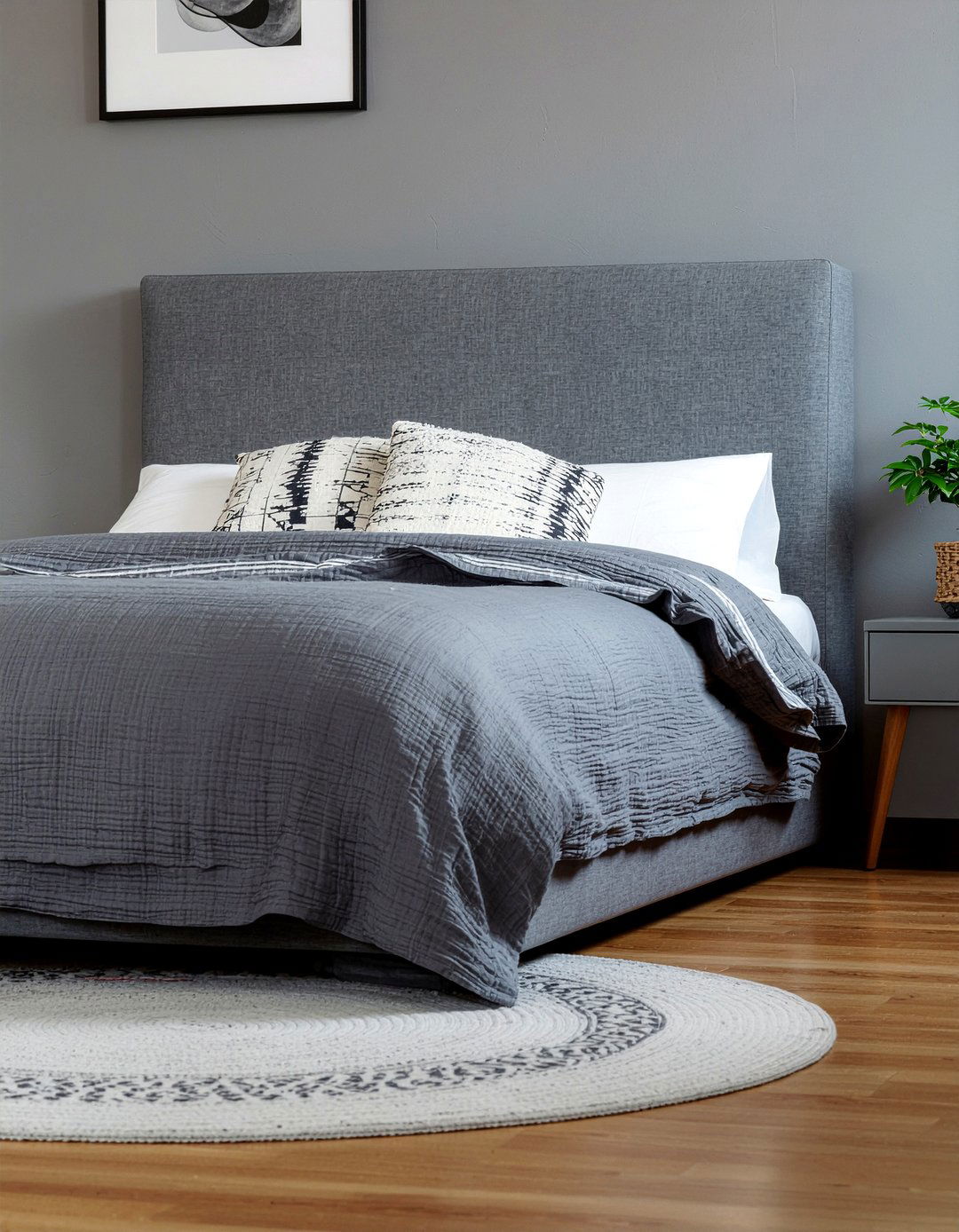 Dark Gray Linen Bedding - 30 bedroom gray bedding ideas