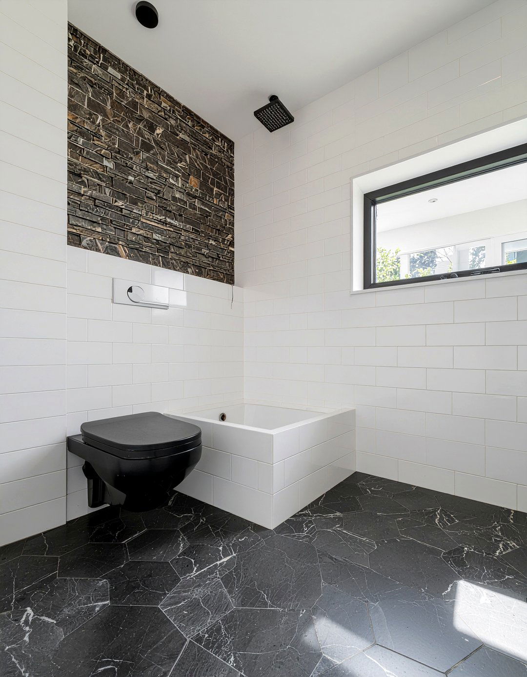 Dark Gray Marble Hexagon Shower Floor - 30 marble hexagon tile bathroom ideas