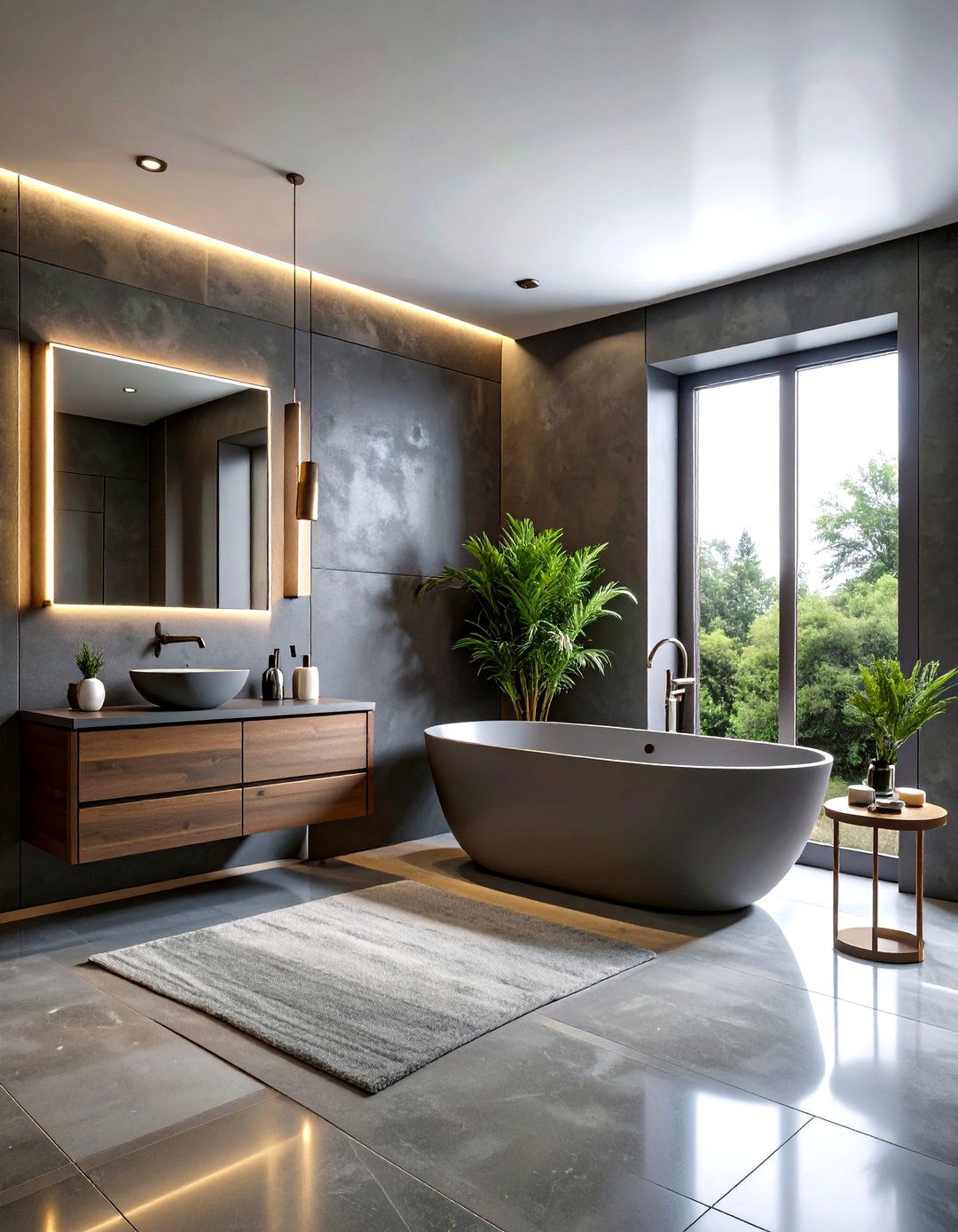 Dark Gray Moody Bathroom - 30 gray bathroom design ideas