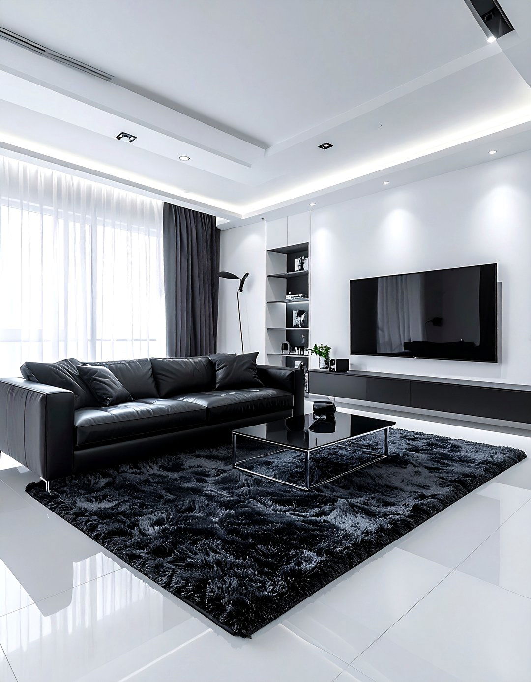 Dark Gray Shag Rug Bachelor Pad - 30 shag rug ideas