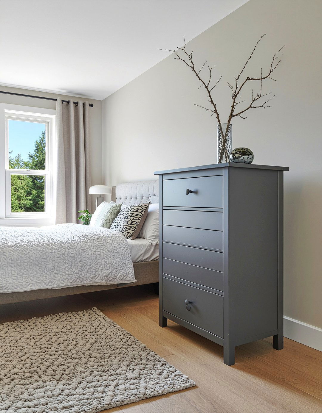 Dark Gray Tallboy Dresser - 30 bedroom gray furniture ideas