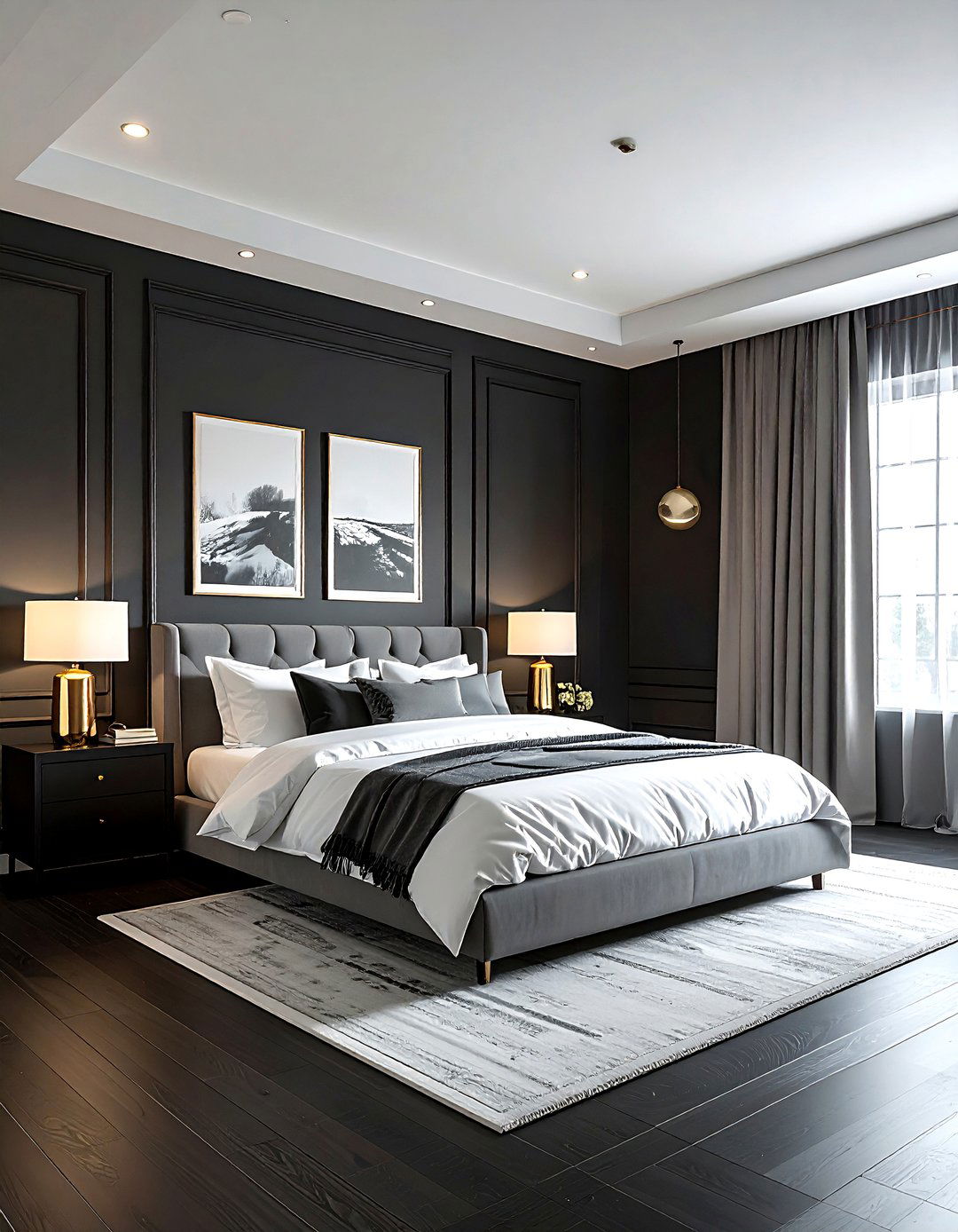 Dark Gray Walls - 30 gray bedroom ideas