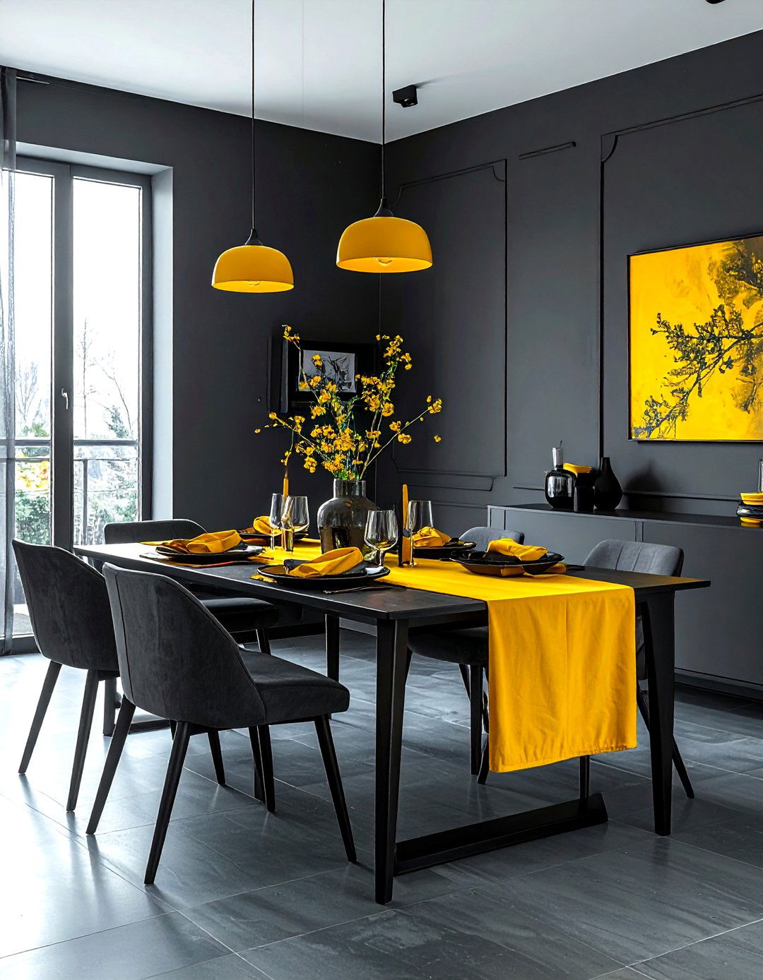 Dark Gray Yellow Dining Room - 30 gray yellow dining room ideas