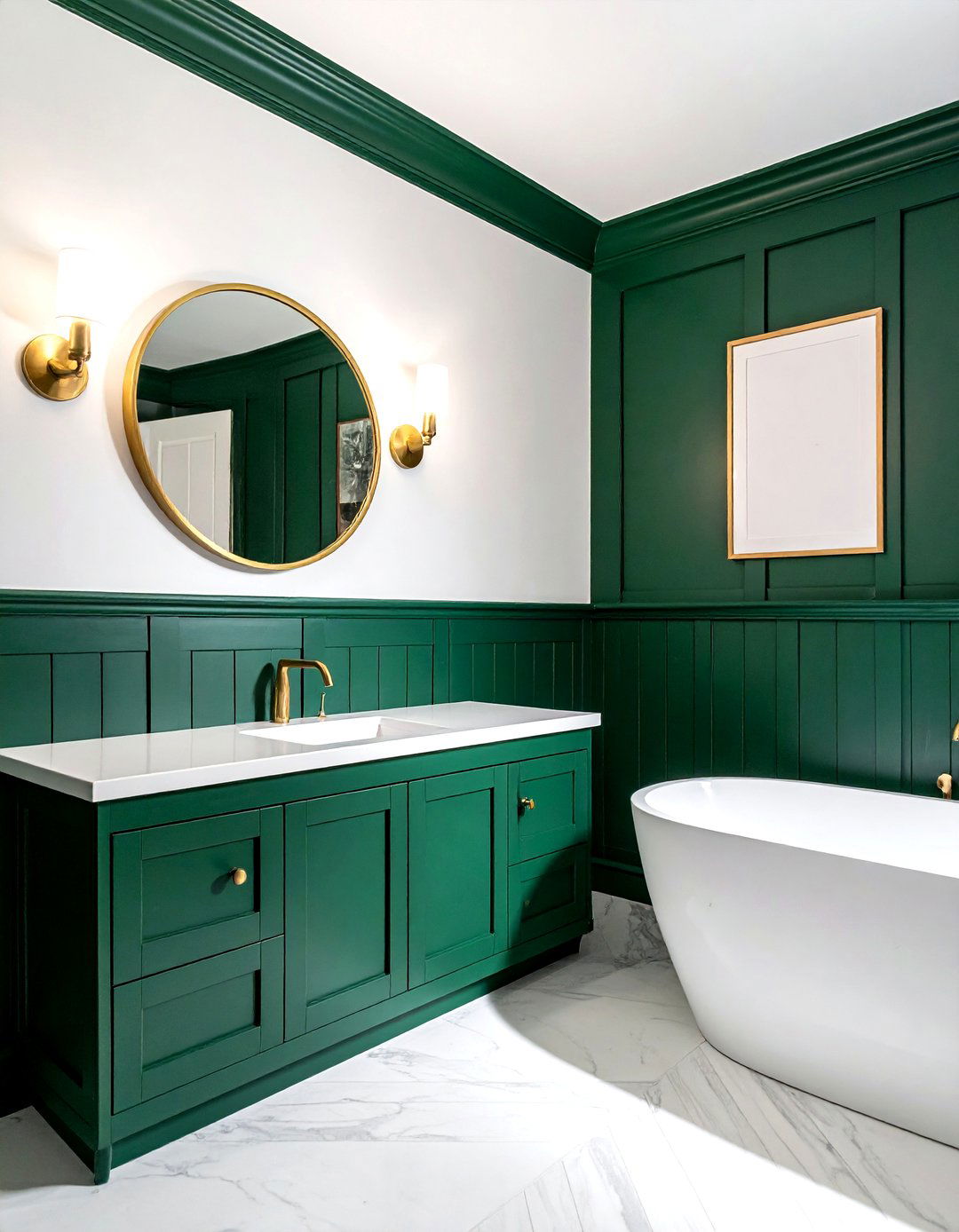 Dark Green Board And Batten - 30 bathroom wainscoting ideas