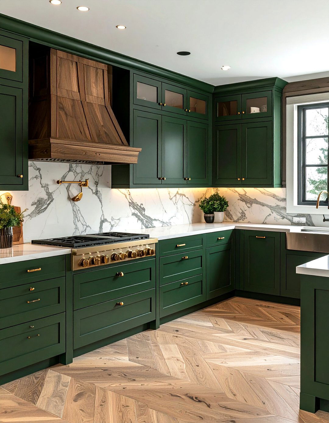Dark Green Cabin Cabinets - 30 cabin kitchen ideas