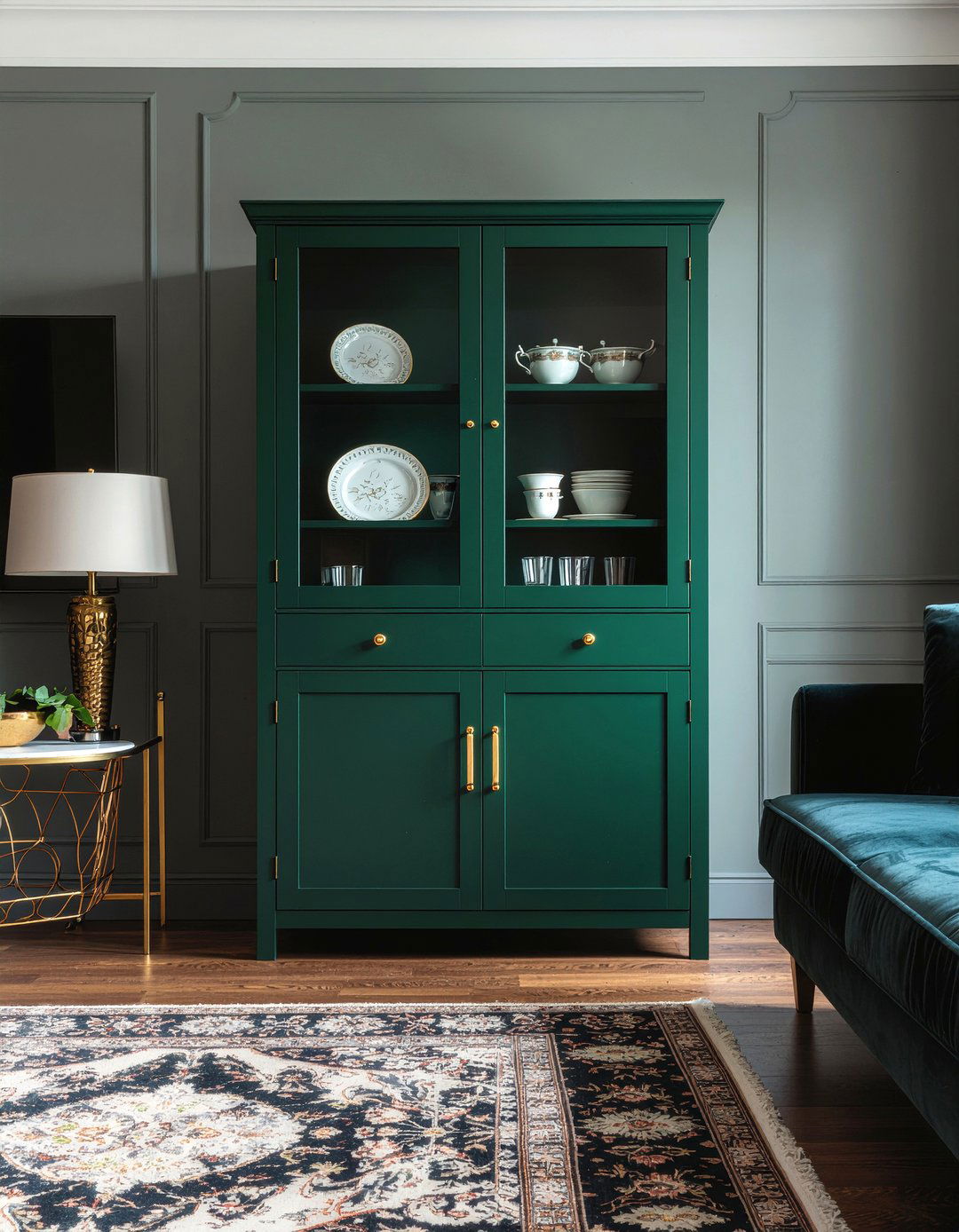 Dark Green China Cabinet - 30 living room china cabinet ideas