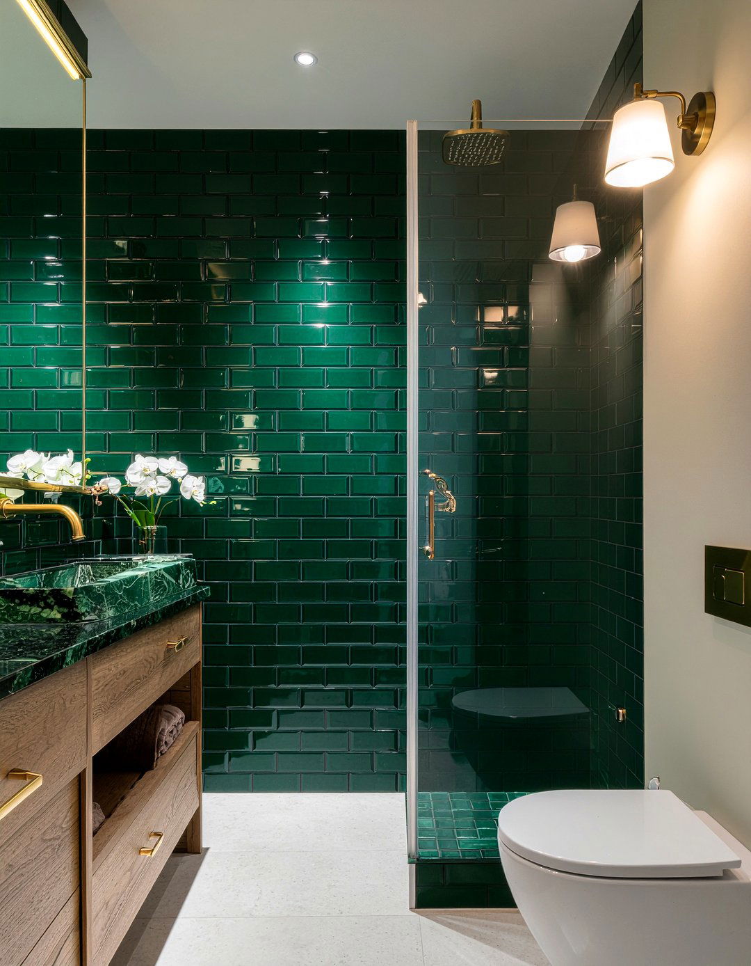 Dark Green Fish Scale - 30 scalloped tile bathroom ideas