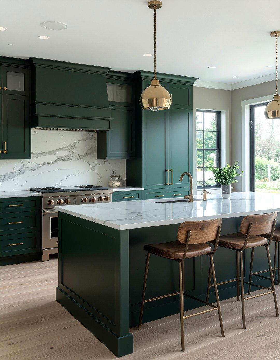 Dark Green Kitchen - 30 kitchen feature wall ideas