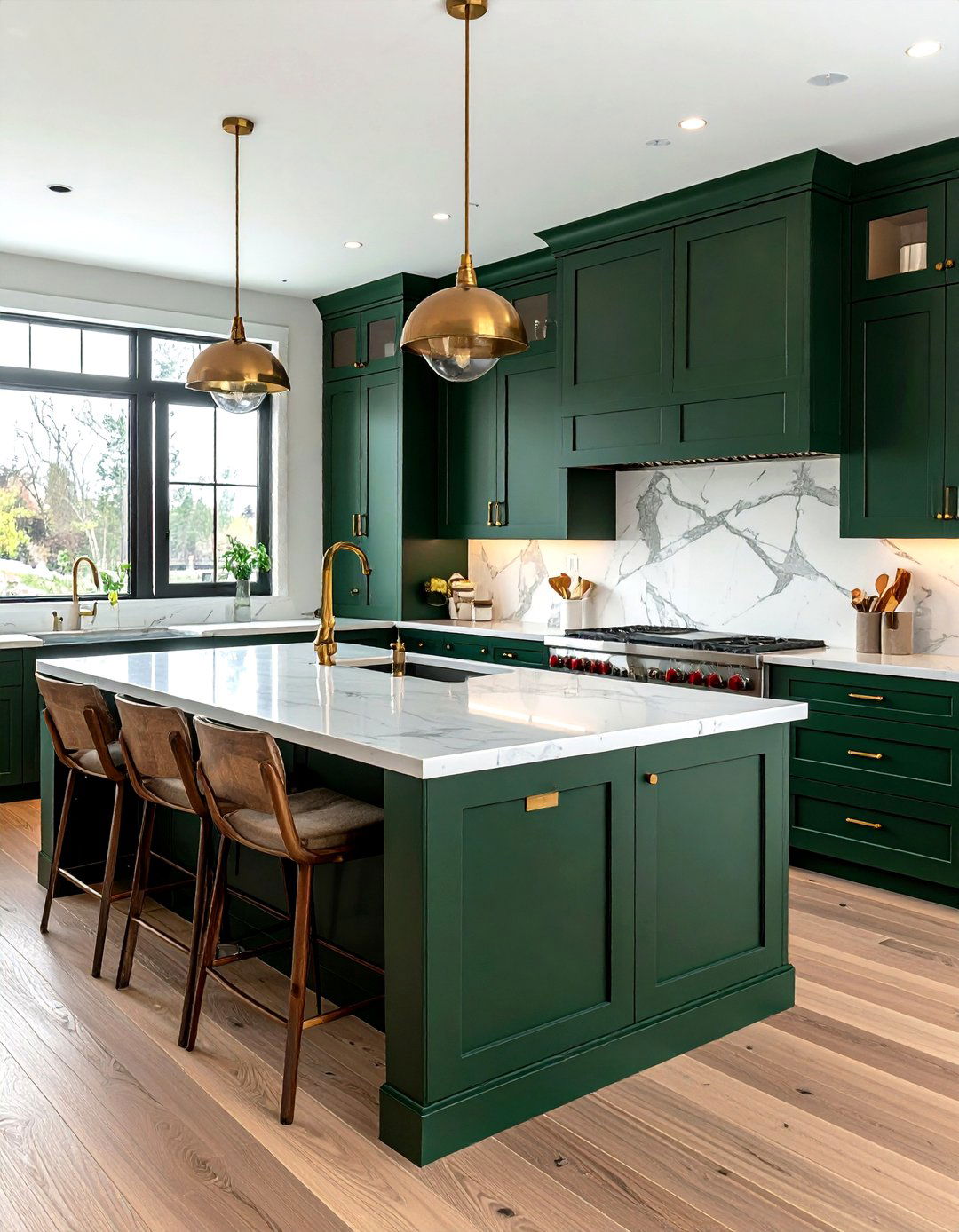 Dark Green Kitchen Cabinet - 30 dark decor ideas