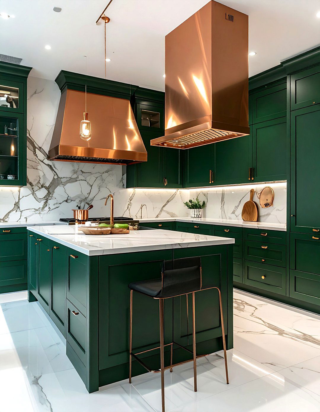 Dark Green Kitchen Cabinets Copper Hood - 30 copper hood kitchen ideas