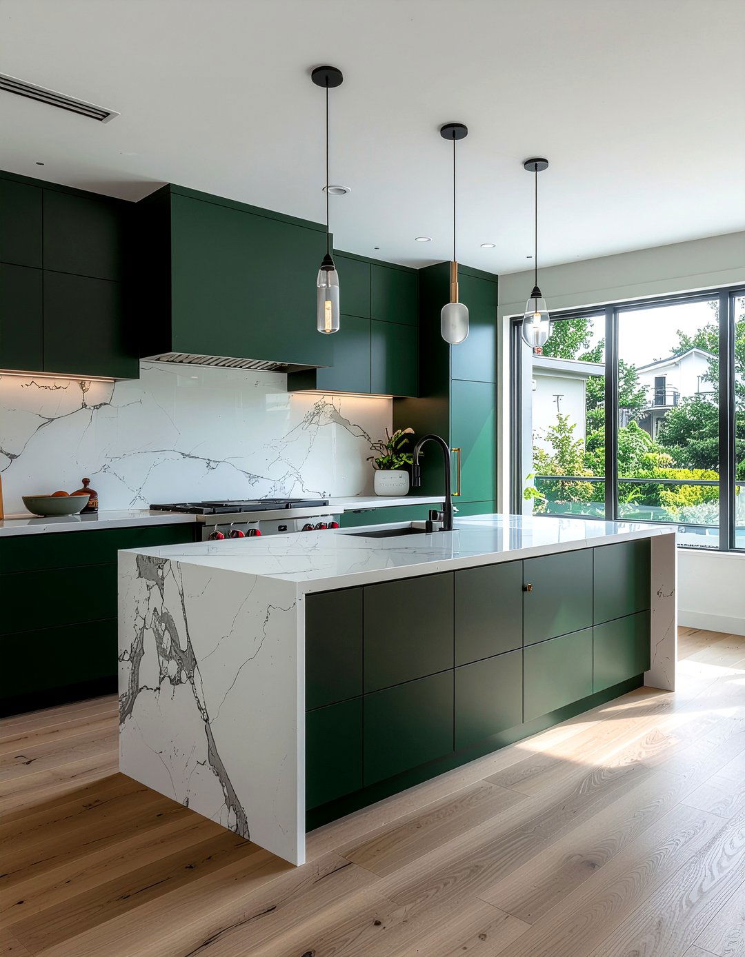 Dark Green Kitchen Island Marble Countertop - 30 emerald green kitchen ideas