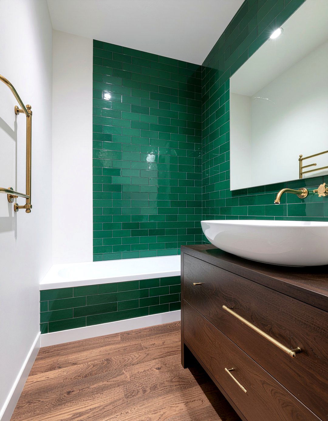 Dark Green Large Subway Tile - 30 large subway tile bathroom ideas