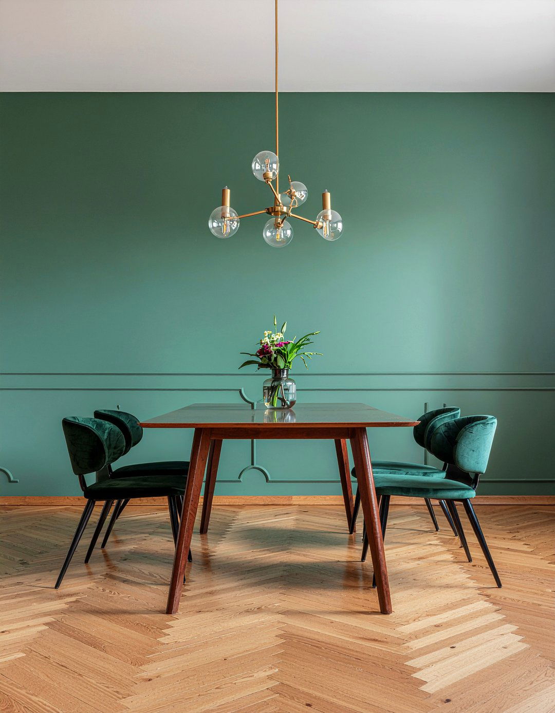 Dark Green Paint - 30 dining room accent wall ideas