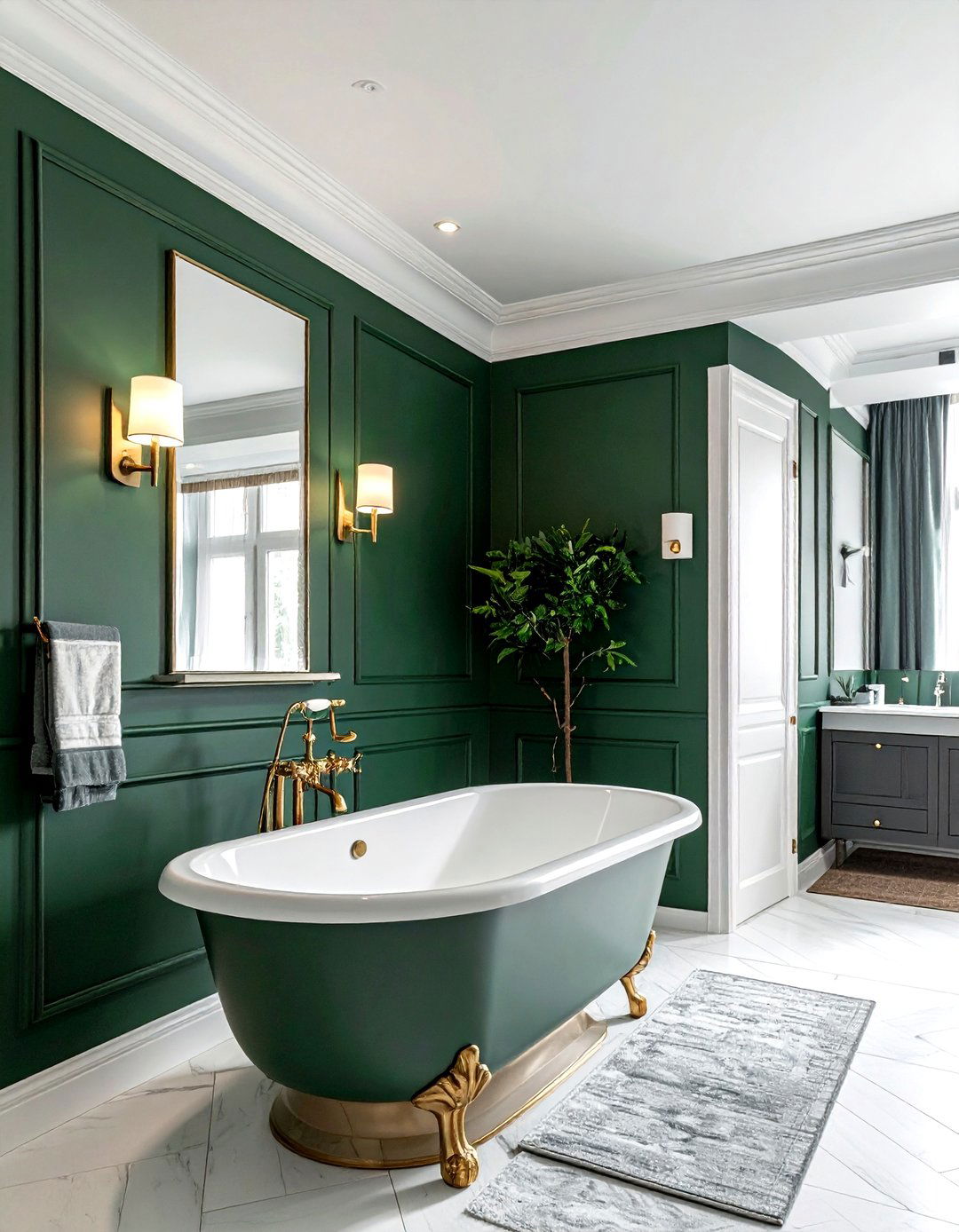 Dark Green Painted Walls - 30 emerald green bathroom ideas