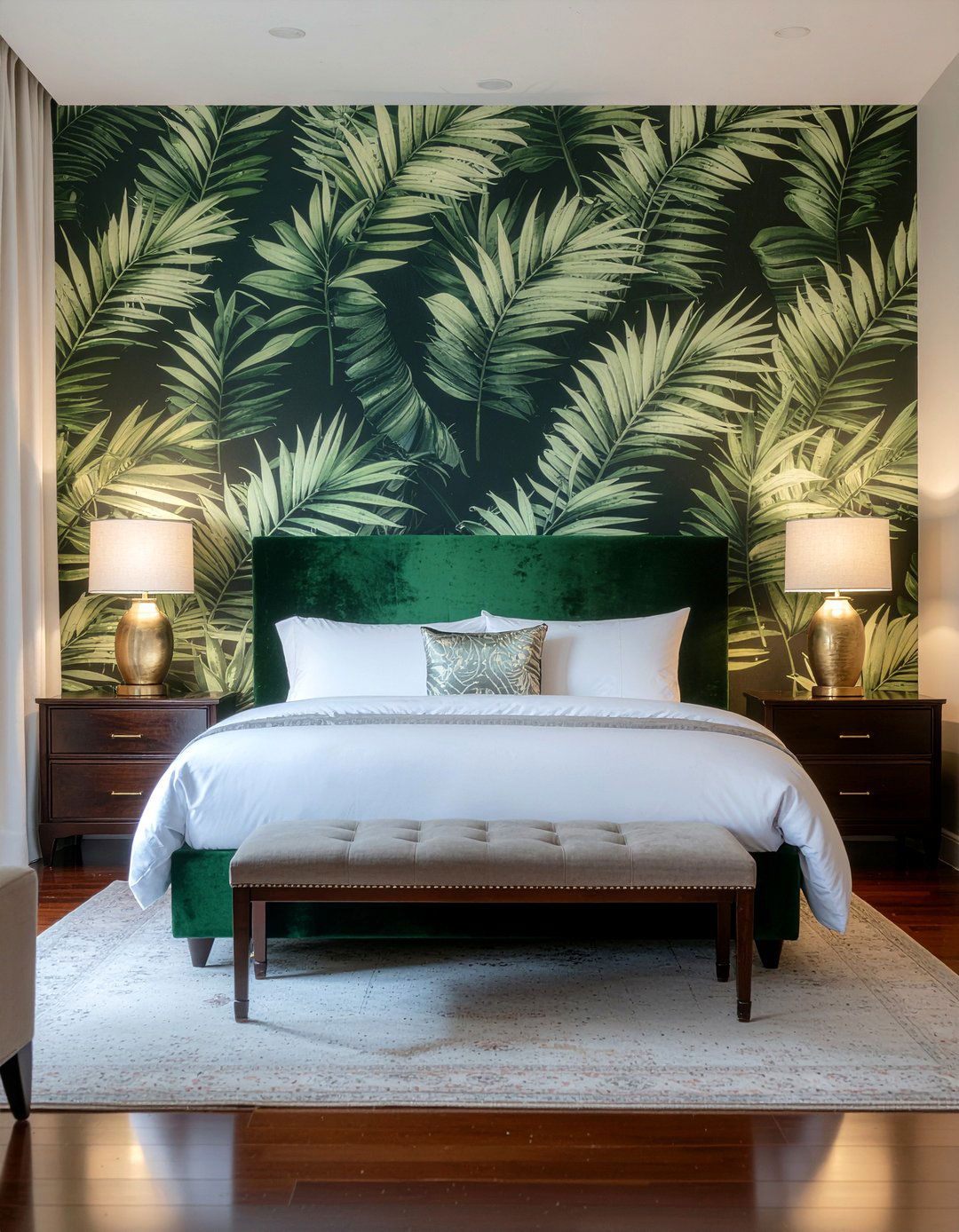 Dark Green Palm Leaf - 30 bedroom tropical wallpapers