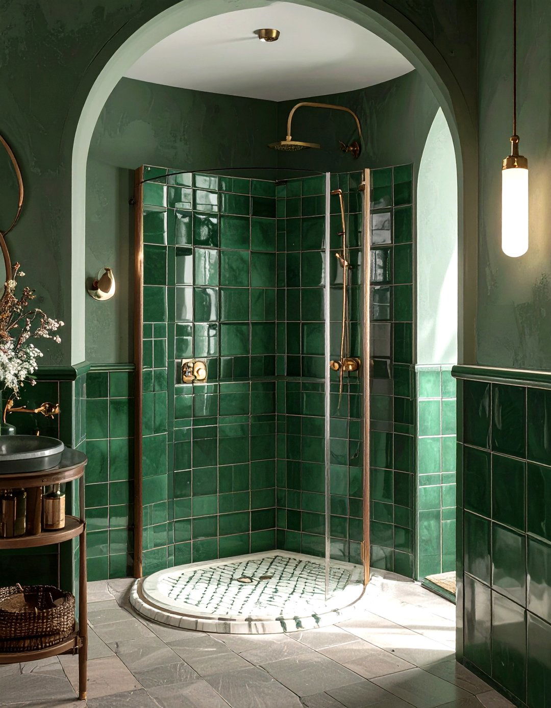 Dark Green Picket Tile - 30 picket tile bathroom ideas